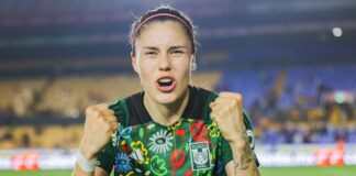 Jacqueline Ovalle es la sexta futbolista en meter 100 goles en la Liga MX Femenil. / Foto: Tigres Femenil