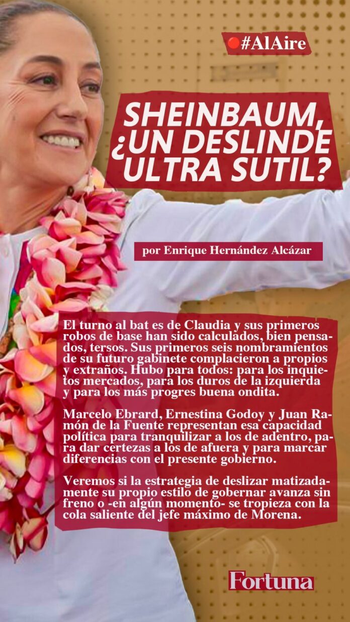 El turno al bat es de Claudia y sus primeros robos de base han sido calculados, bien pensados, tersos. Sus primeros seis nombramientos