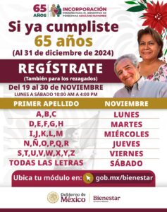 Inicia el registro para la Pensión del Bienestar de Adultos Mayores en todo el país