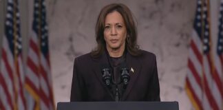 Kamala Harris, reapareció visiblemente conmovida y con voz entrecortada para reconocer el triunfo de Donald Trump,