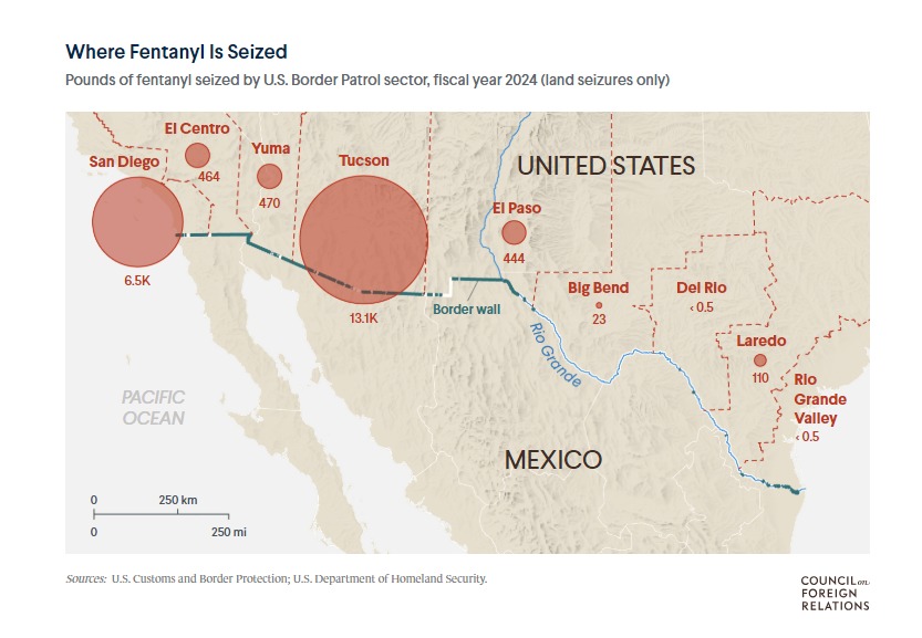 El fentanilo se incauta en territorio estadounidense